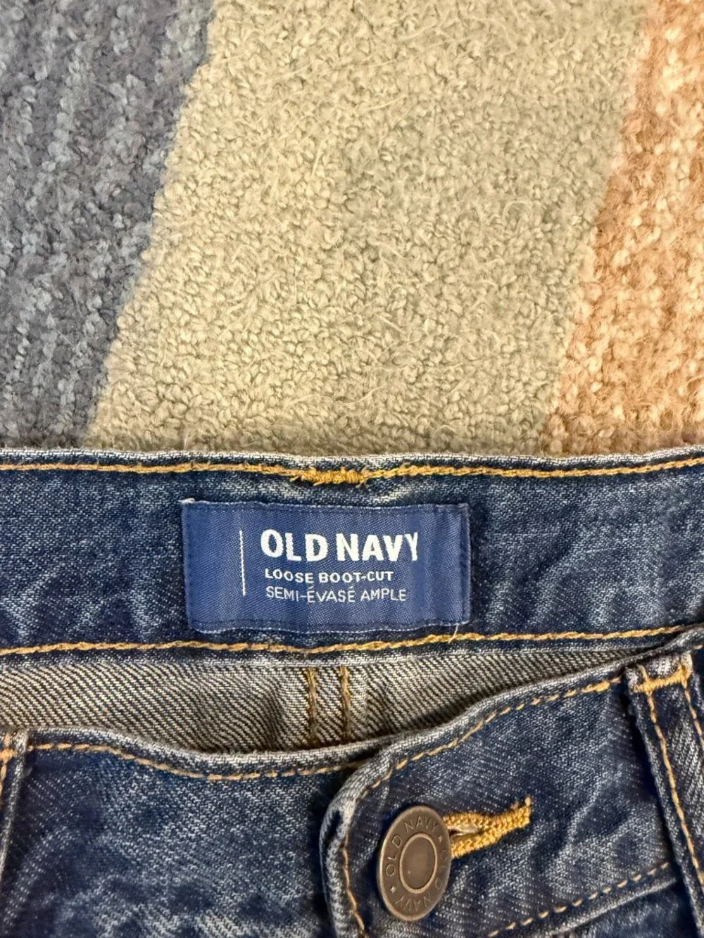 Old Navy Boys Loose Didley Bootcut Jeans Size 14 Dark Wash 100% Cotton